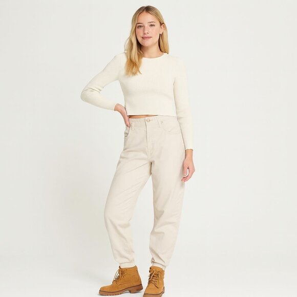 2/$30 ZARA Medium The Mercer Jogger Pants Beige Cotton - Picture 1 of 15